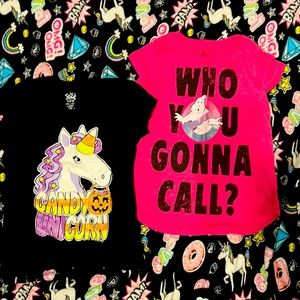Size 8 ghost buster who you gonna call? Candy corn unicorn shirt